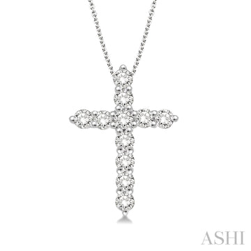 14K White Gold Diamond Cross Pendant, 0.25 Carat tw